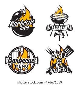 Set of barbecue labels. Creative vector illustration. Graphic design for posters, prints, labels, menu design, advertising cafe or restaurant.