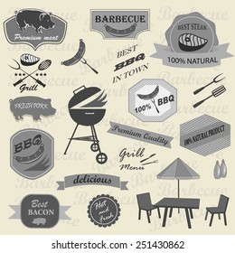 Set of barbecue labels,icons
