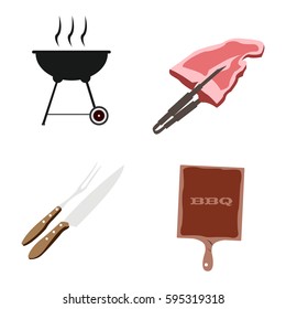 Set of barbecue related objects on a white background, Vector illustration
