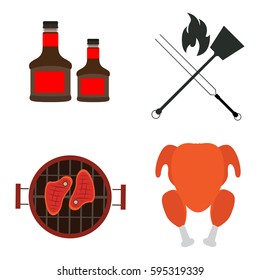 Set of barbecue related objects on a white background, Vector illustration