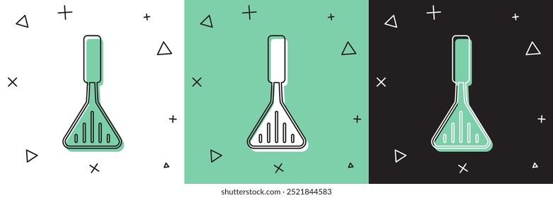 Set Barbecue spatula icon isolated on white and green, black background. Kitchen spatula icon. BBQ spatula sign. Barbecue and grill tool.  Vector