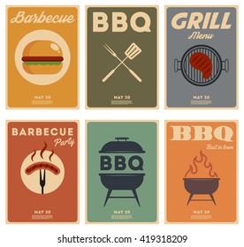 Set of barbecue  vintage posters