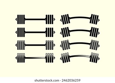 set of barbells logo design for bodybuilding, powerlifting, weightlifting, fitness and gym club