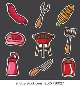 set of barbeque good for sticker, pattern design, element design, etc