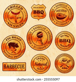 Set of barbeque grunge rubber stamps