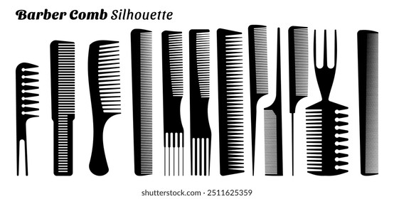 Set of barber comb silhouettes