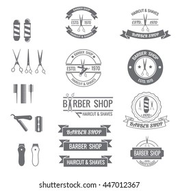 set of barber icon badge and logo vector illustration