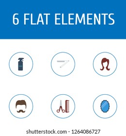 Set of barber icons flat style symbols with hairdresser, spray, straight razor and other icons for your web mobile app logo design.