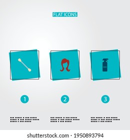 Set of barber icons flat style symbols with hairdresser, swab, spray and other icons for your web mobile app logo design.