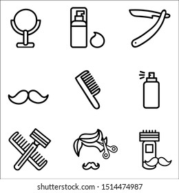 Set of barber in modern thin line style. 