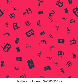 Set Barber online service or platform, Shaving brush, shop pole and Spray can hairspray on seamless pattern. Vector