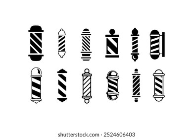 Set of Barber Pole Icons in Various Styles. Vector illustration design.