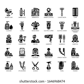 Set of barber salon thin line and pixel perfect icons for any web and app project. 