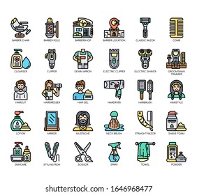 Set of barber salon thin line and pixel perfect icons for any web and app project. 