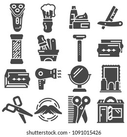 Set of barber shop icons and designed elements