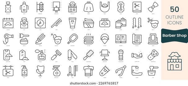 Set of barber shop icons. Thin linear style icons Pack. Vector Illustration