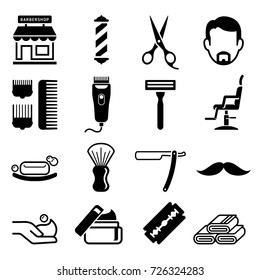 Conjunto de iconos de barbería. Ilustraciones vectoriales.