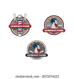 a set of barber shop logo
