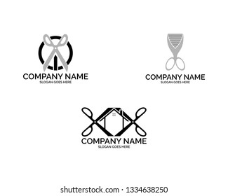 Set of Barber shop logo design vector