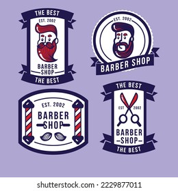 Conjunto de gráficos e iconos del logotipo de la barbería vector