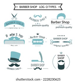 set of barber shop logo types vector collection. barber emblems, icons, templates isolated on white background