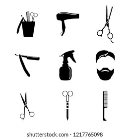 Set Barber Shop  loqo icon , Hair Style