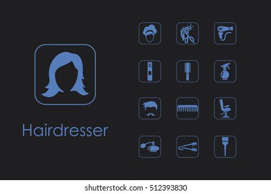 Set of barber shop simple icons