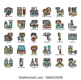 Set of barber shop thin line and pixel perfect icons for any web and app project. 