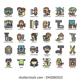 Set of Barber Shop thin line and pixel perfect icons for any web and app project. 