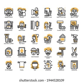 Set of Barber Shop thin line and pixel perfect icons for any web and app project. 