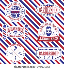 Set of barber shop vintage emblems