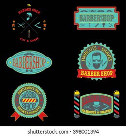 Set of barber shop vintage emblems