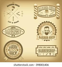 Set of barber shop vintage emblems