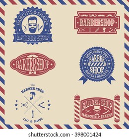 Set of barber shop vintage emblems