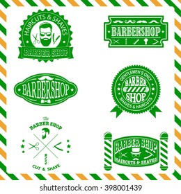 Set of barber shop vintage emblems