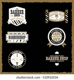 Set of barber shop vintage emblems