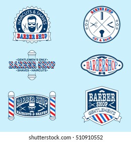 Set of barber shop vintage emblems