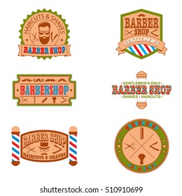 Set of barber shop vintage emblems