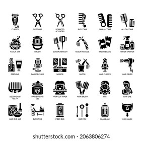 Set of Barber thin line icons for any web and app project. 