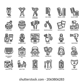 Set of Barber thin line icons for any web and app project. 