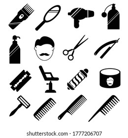Conjunto de herramientas de barberhop icono Ilustración de diseño Vector