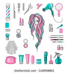 Set of barbershop equipment.