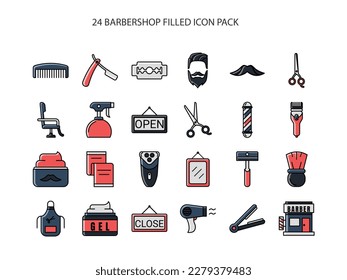 Set of Barbershop Filled Icon Design Vector Illustration.