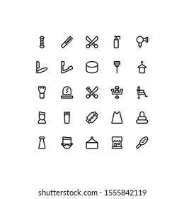 Set of barbershop, haircut, hairstyle, barber, salon outline style icon - vector