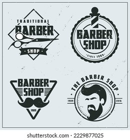 set of barbershop logo,Design elements collection for logo, labels, emblems. Vector vintage illustration.
