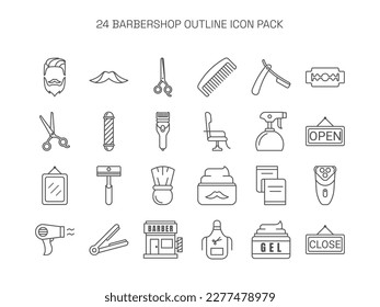 Set of Barbershop Outline Icon Design Vector Illustration.
