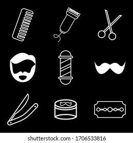 Set the barbershop theme icon. Icon barbershop theme line art. Minimalist outer lines. Outer icon icons in a minimalist style