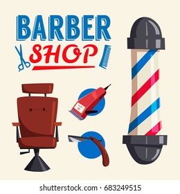 Set of barbershop tools. Cartoon vector illustration