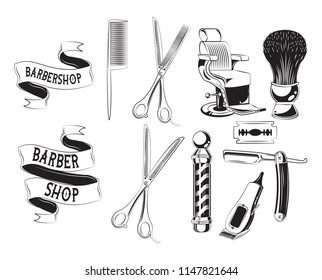 Set of barbershop utensils