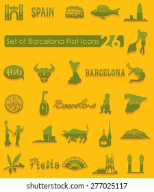 Set of Barcelona flat icons for Web and Mobile Applications